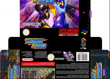 MEGA MAN & BASS CUSTOM ESP SNES SUPER NINTENDO BOX PLANTILLA CAJA RETRO